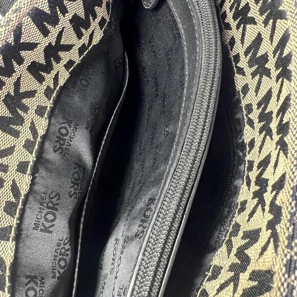 Michael Kors Monogram MK Medium Jet Set Tote Bag Khaki Canvas with Leather Trim - Picture 7 of 9